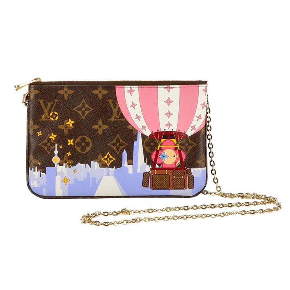 Louis Vuitton limited edition Christmas Animation Double Zip Pochette Brown
